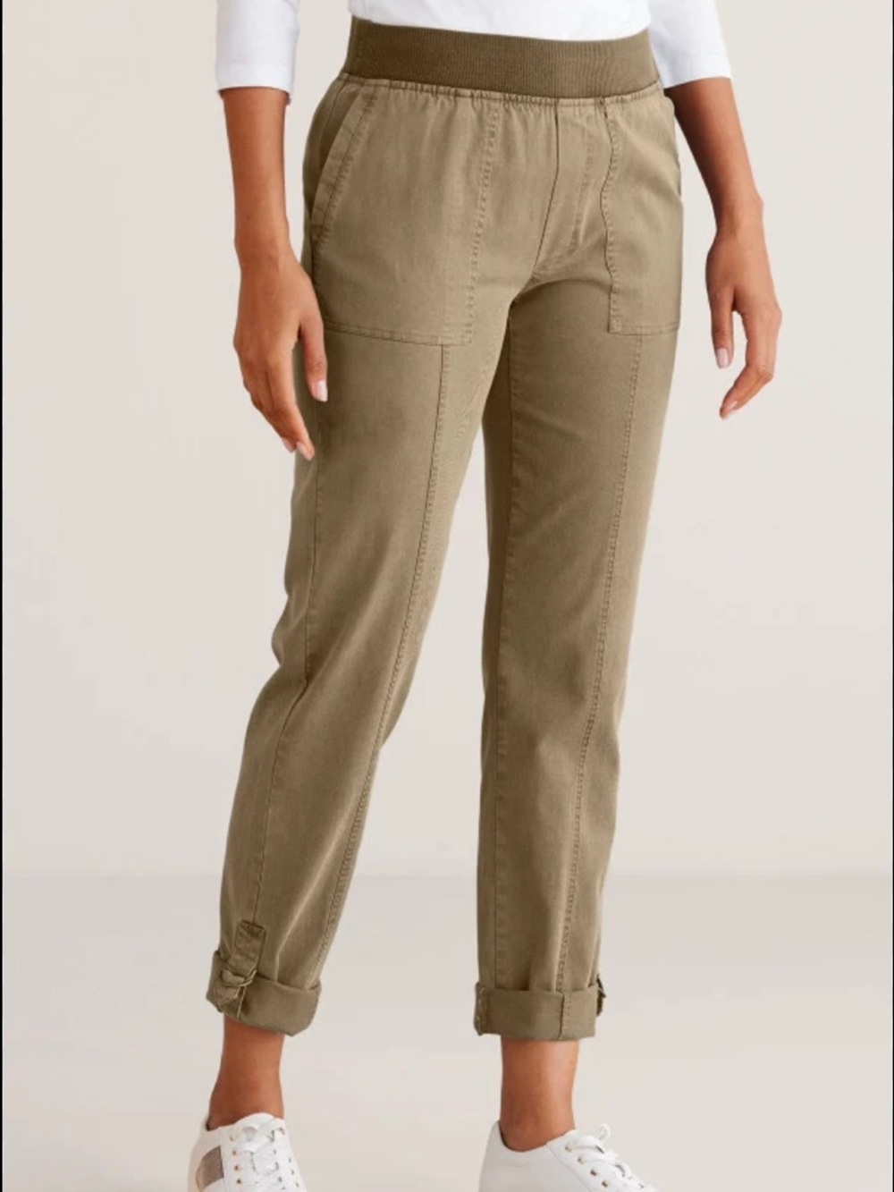 Soft Surroundings Medina Cropped Utility Pants in Olive sz L (14-16)